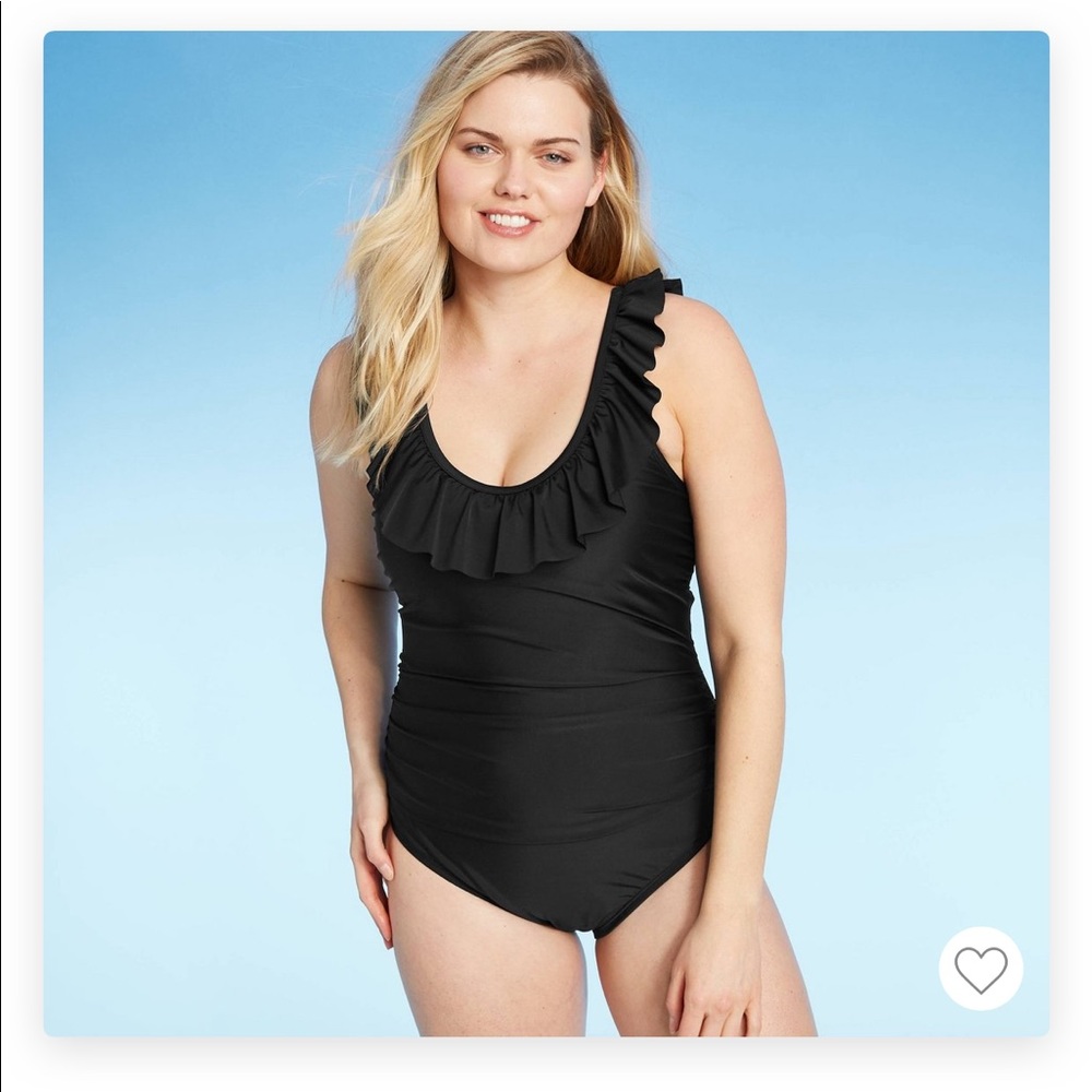 Black ruffle swimsuit